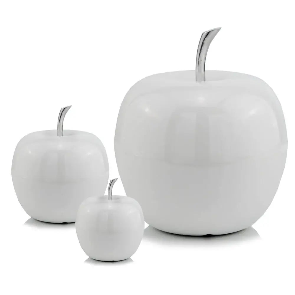 13" White Aluminum Decorative Apple Tabletop Sculpture - Homeroots - Flyclothing LLC
