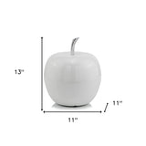 13" White Aluminum Decorative Apple Tabletop Sculpture - Homeroots