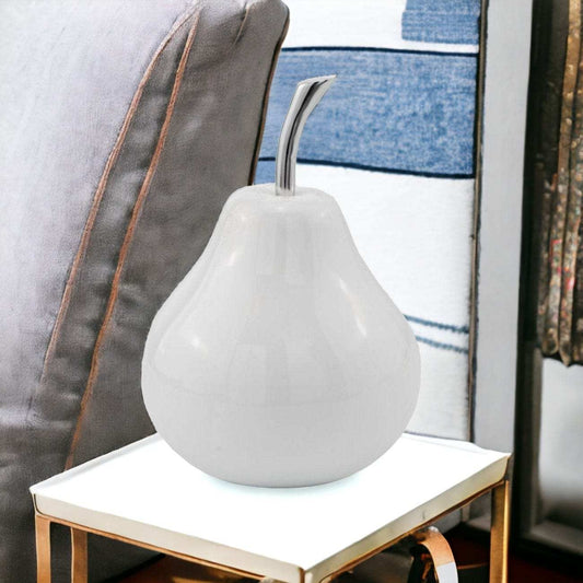 White Jumbo Pear Shaped Aluminum Accent Home Decor - Homeroots - Flyclothing LLC
