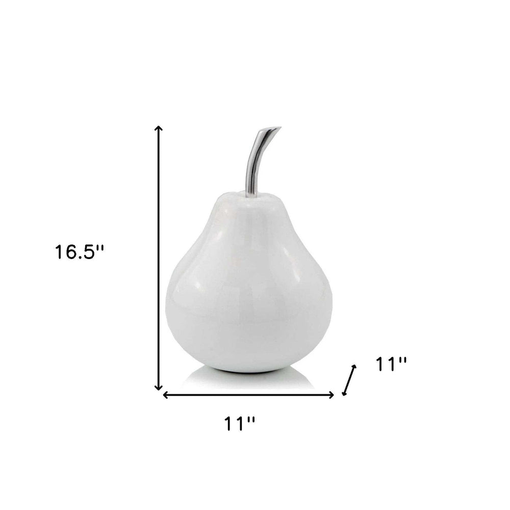 White Jumbo Pear Shaped Aluminum Accent Home Decor - Homeroots - Flyclothing LLC