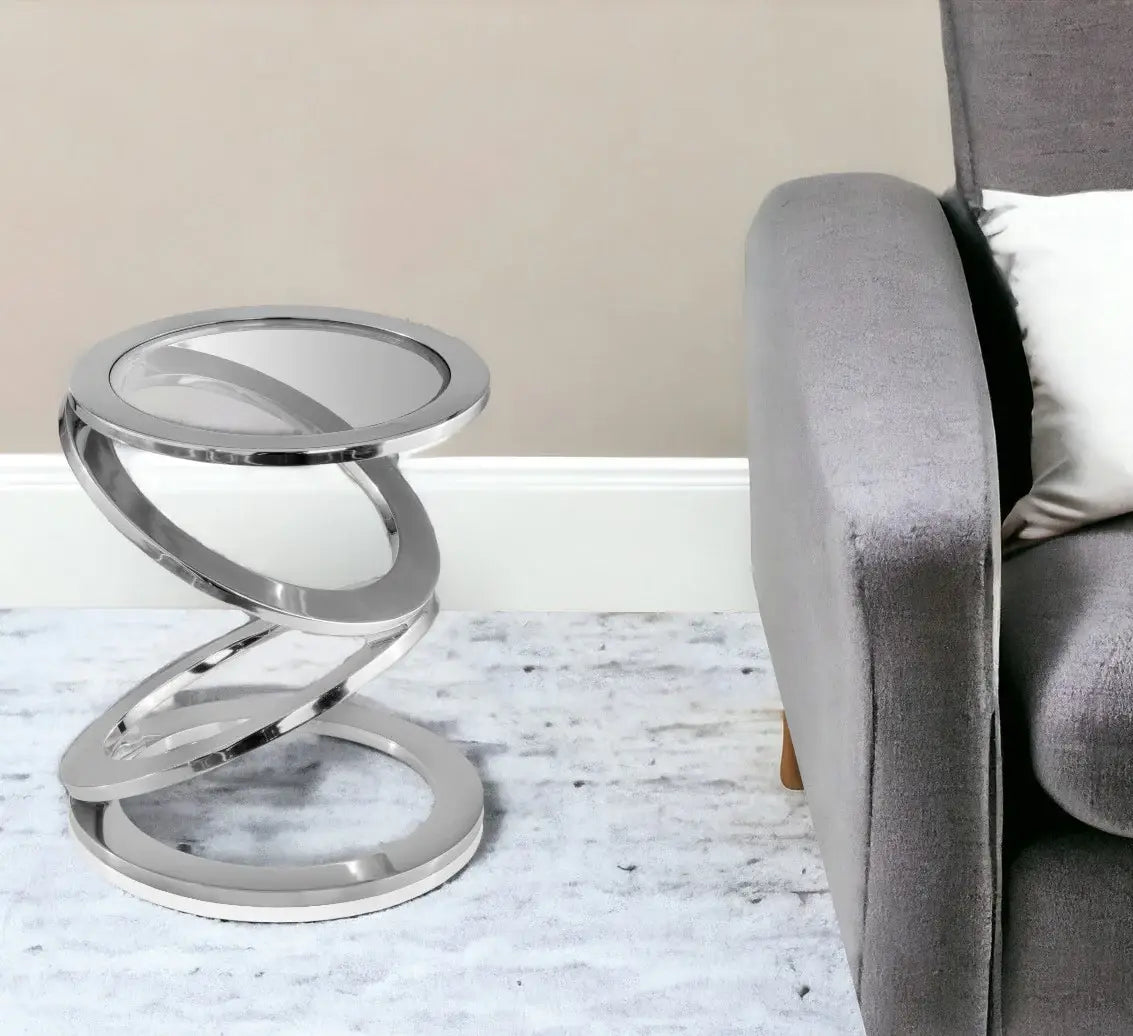 17" Silver Glass Round End Table - Homeroots - Flyclothing LLC