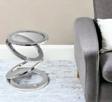 17" Silver Glass Round End Table - Homeroots - Flyclothing LLC