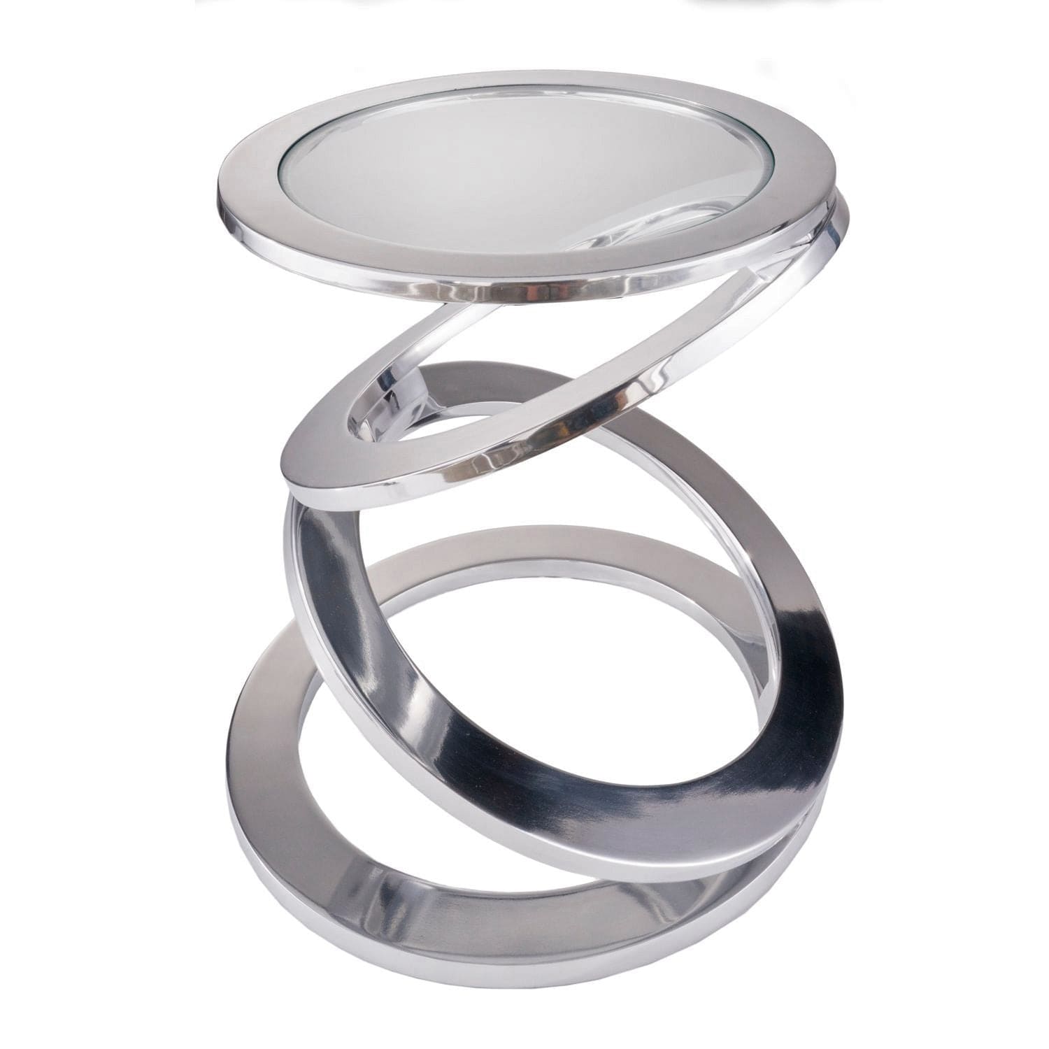 17" Silver Glass Round End Table - Homeroots - Flyclothing LLC