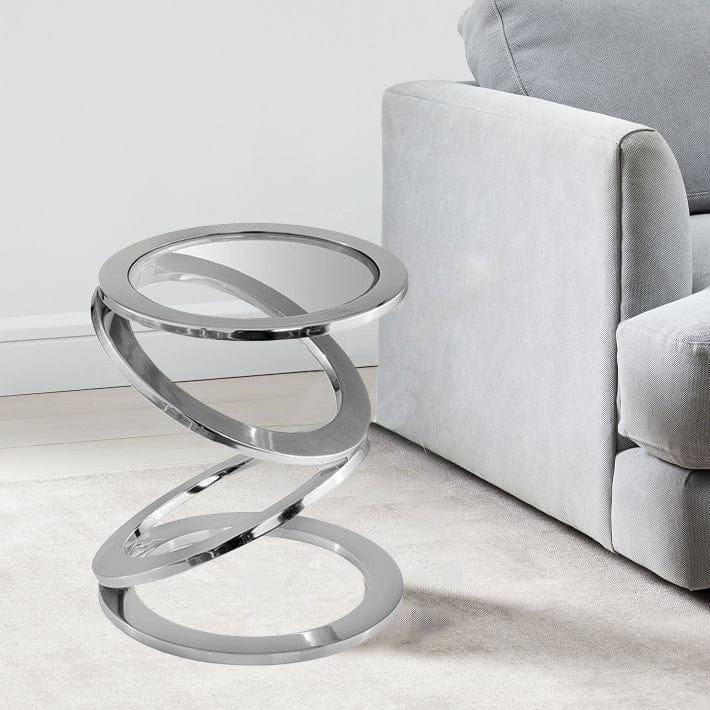 17" Silver Glass Round End Table - Homeroots - Flyclothing LLC