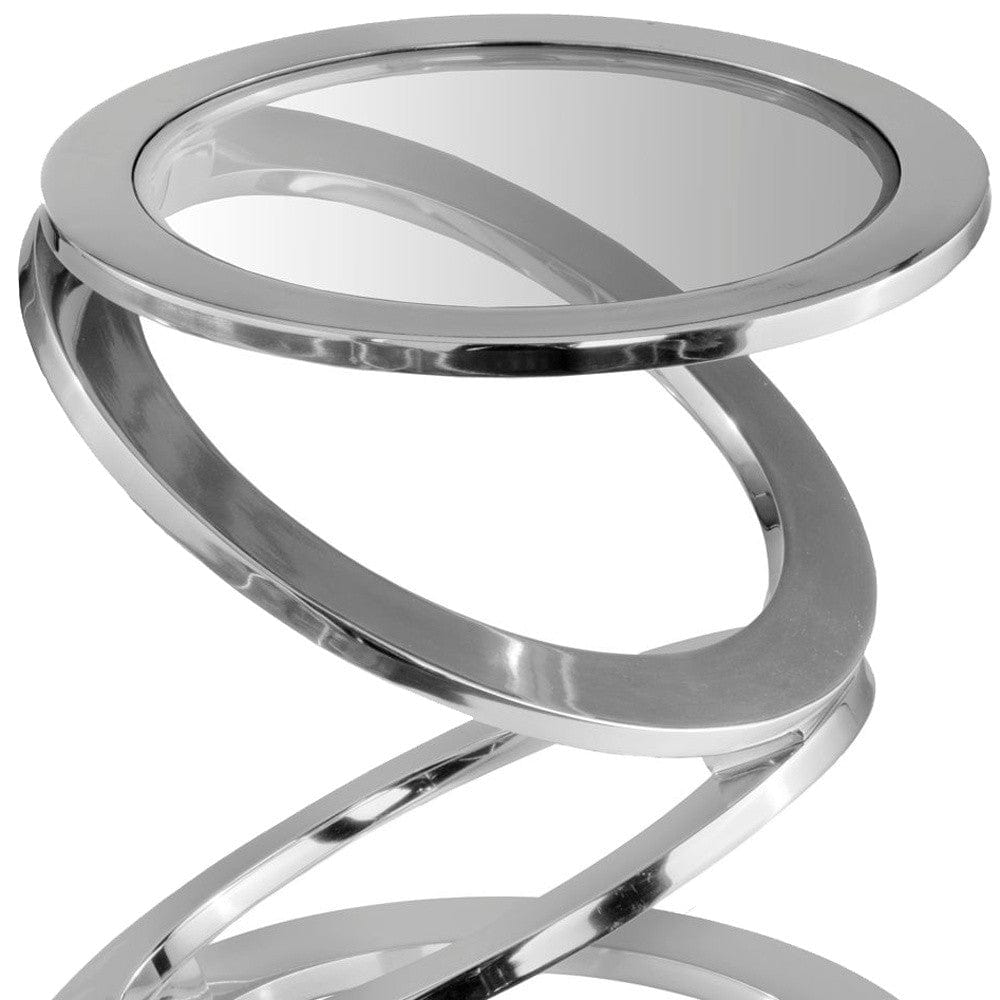 17" Silver Glass Round End Table - Homeroots - Flyclothing LLC