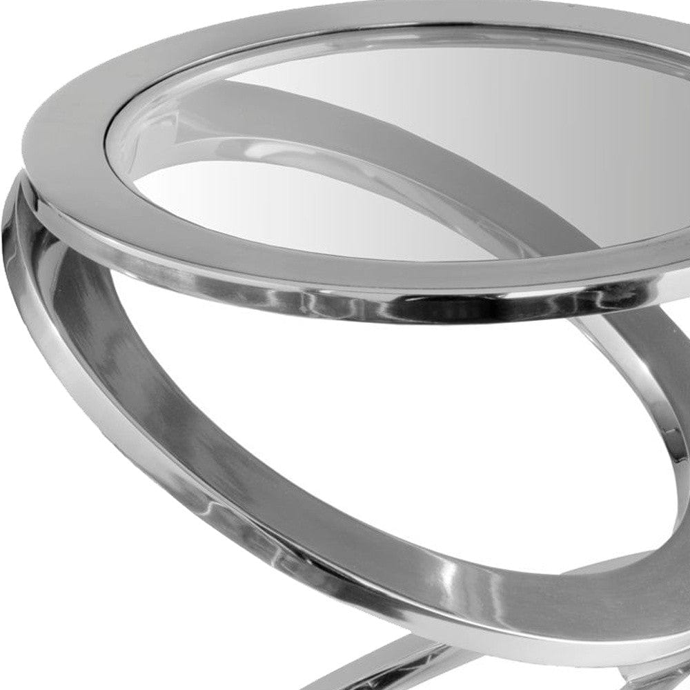 17" Silver Glass Round End Table - Homeroots - Flyclothing LLC