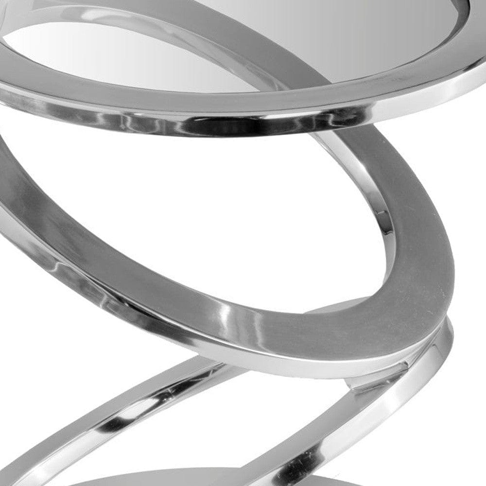 17" Silver Glass Round End Table - Homeroots - Flyclothing LLC