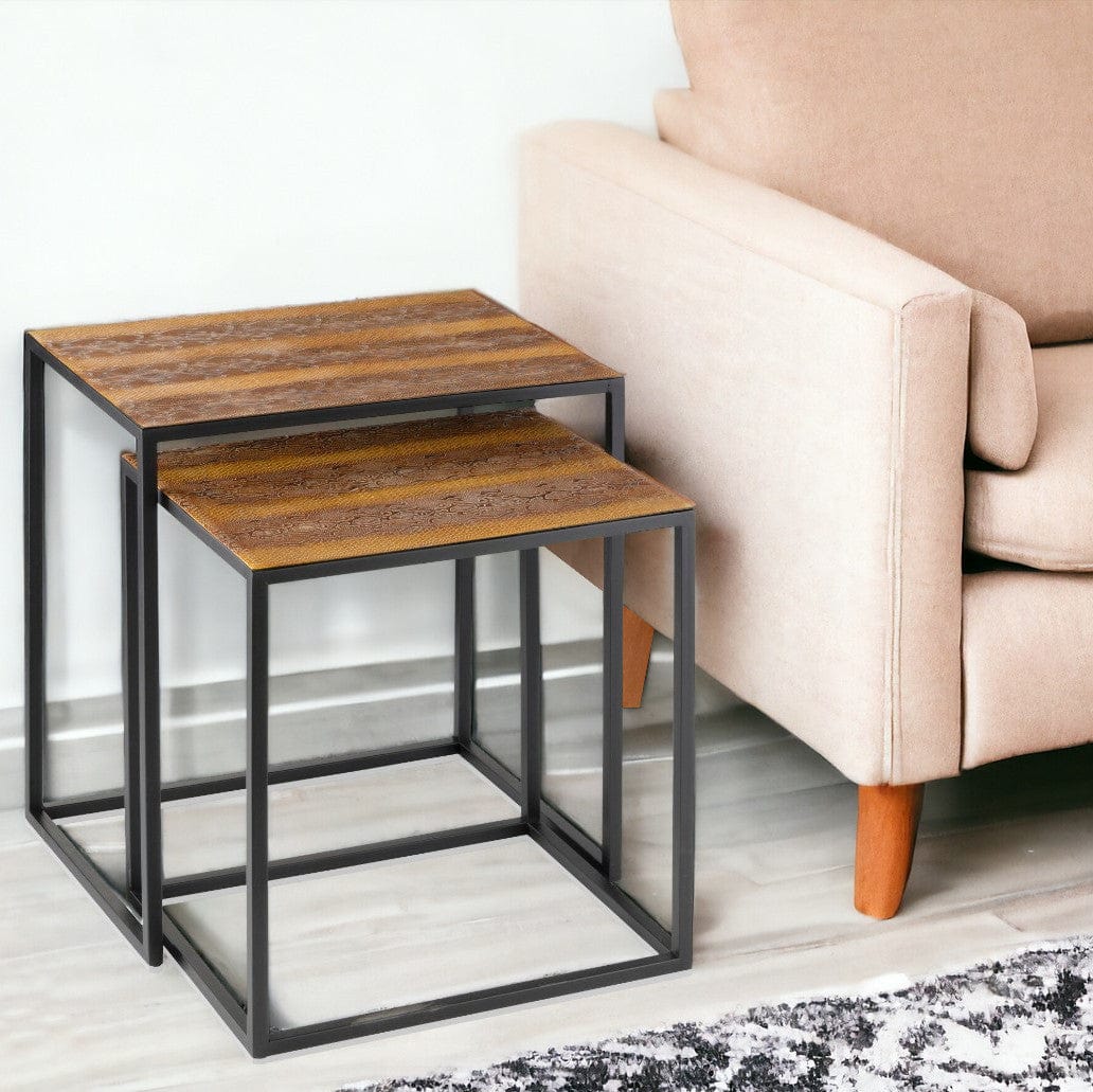 22" Black And Brown Resin End Table - Homeroots - Flyclothing LLC