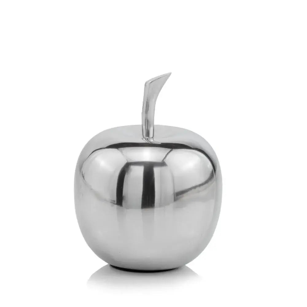 6" Silver Buffed Aluminum Decorative Apple Tabletop Sculpture - Homeroots - Flyclothing LLC
