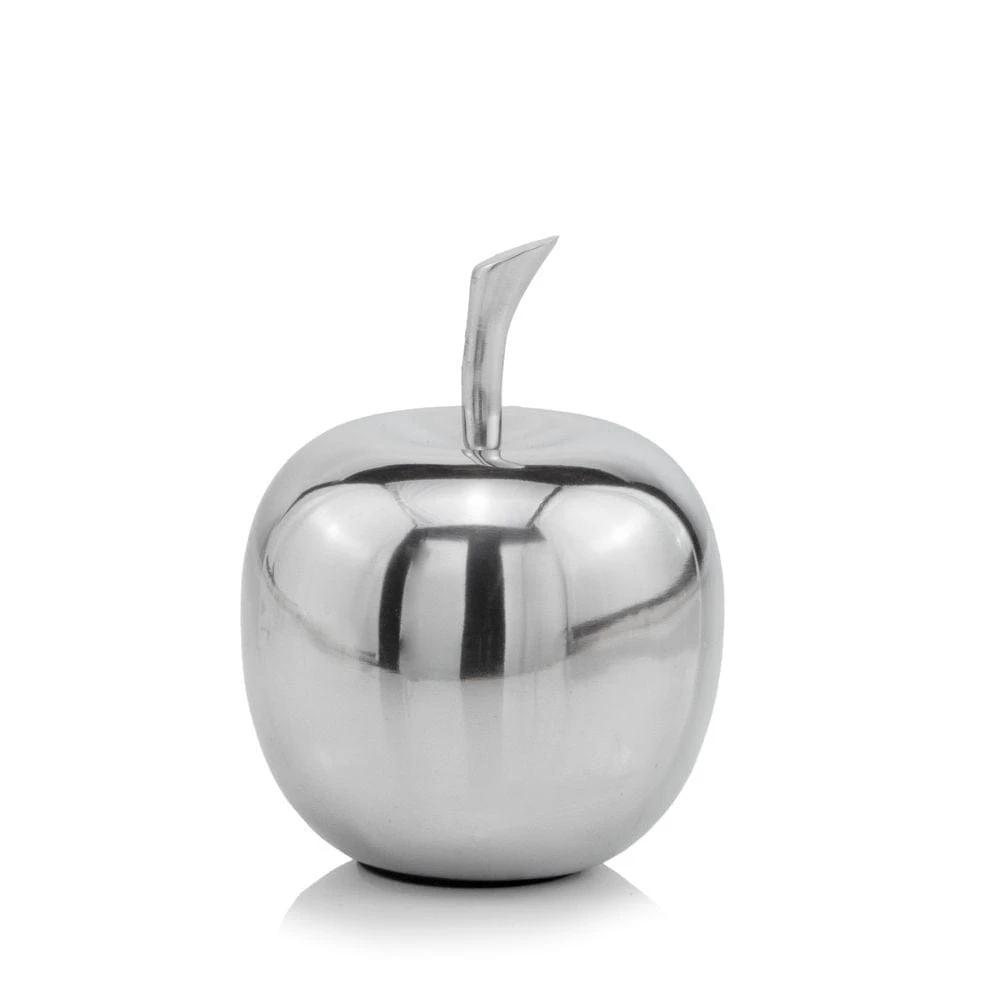6" Silver Buffed Aluminum Decorative Apple Tabletop Sculpture - Homeroots