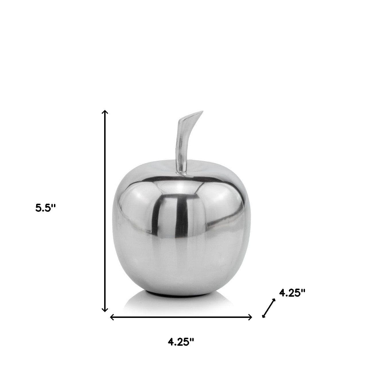6" Silver Buffed Aluminum Decorative Apple Tabletop Sculpture - Homeroots - Flyclothing LLC