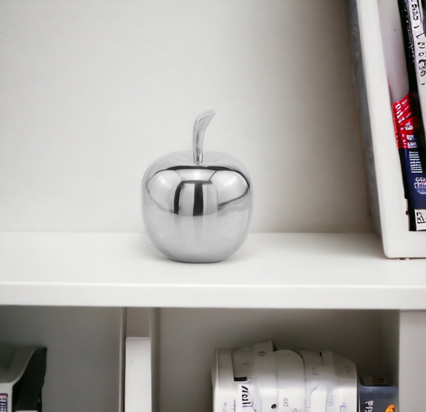 6" Silver Buffed Aluminum Decorative Apple Tabletop Sculpture - Homeroots - Flyclothing LLC