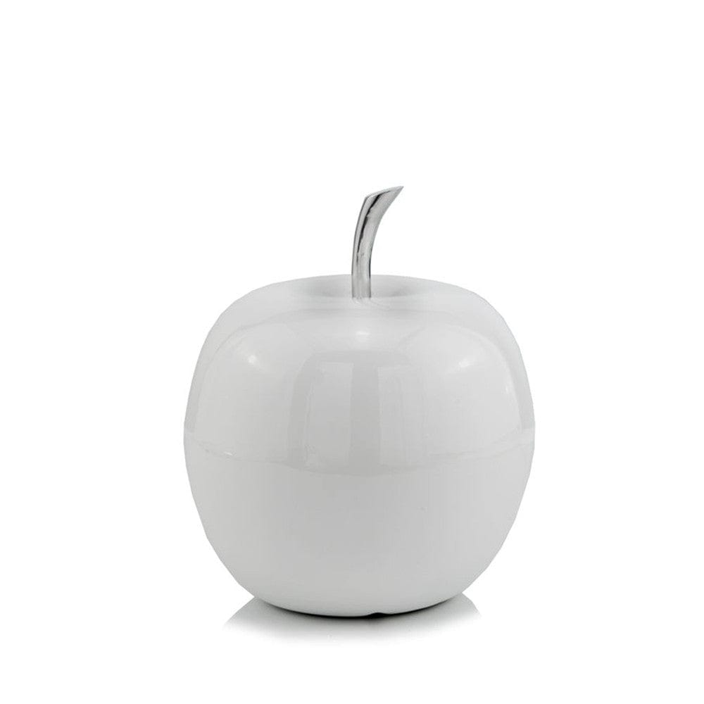 6" White Aluminum Decorative Apple Tabletop Sculpture - Homeroots - Flyclothing LLC