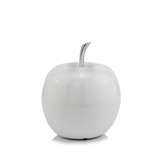 6" White Aluminum Decorative Apple Tabletop Sculpture - Homeroots