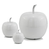 6" White Aluminum Decorative Apple Tabletop Sculpture - Homeroots