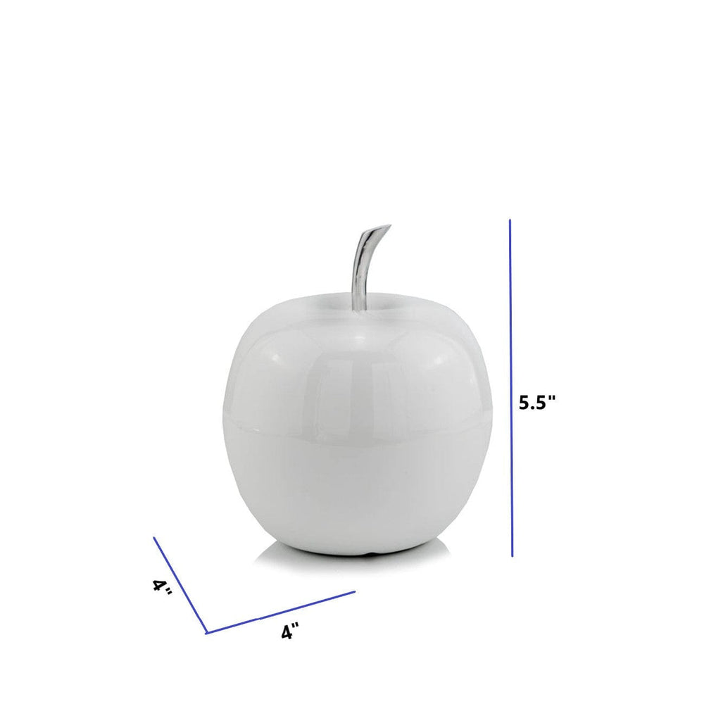 6" White Aluminum Decorative Apple Tabletop Sculpture - Homeroots - Flyclothing LLC