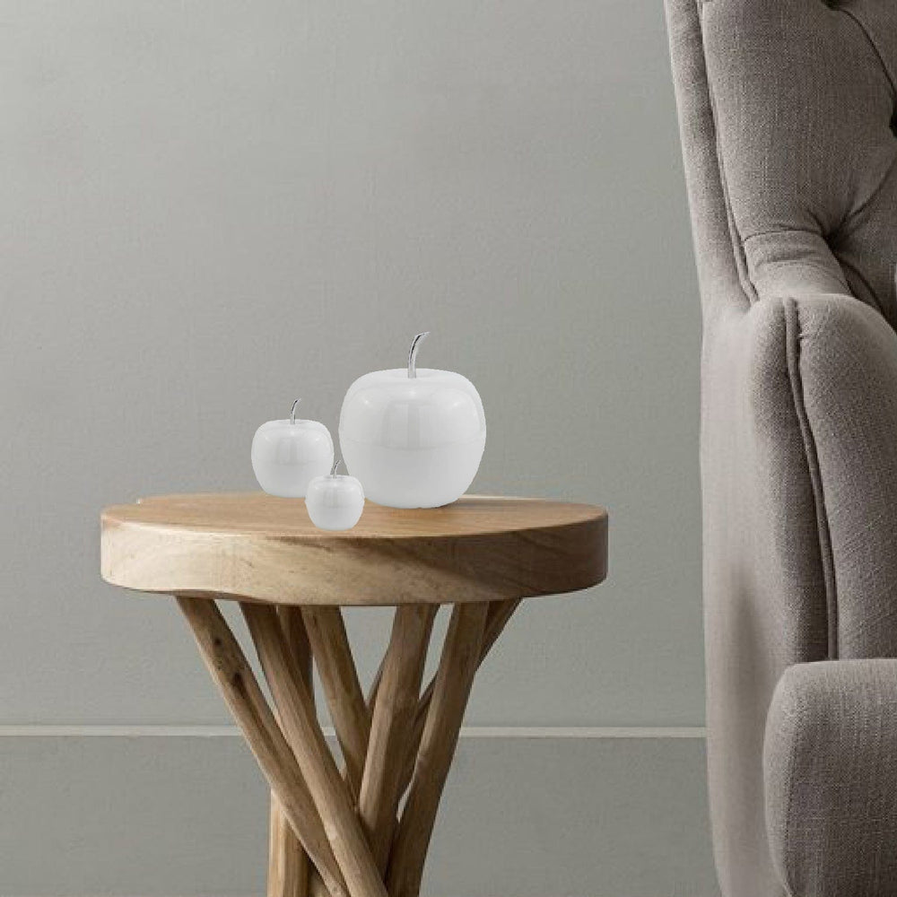 6" White Aluminum Decorative Apple Tabletop Sculpture - Homeroots - Flyclothing LLC