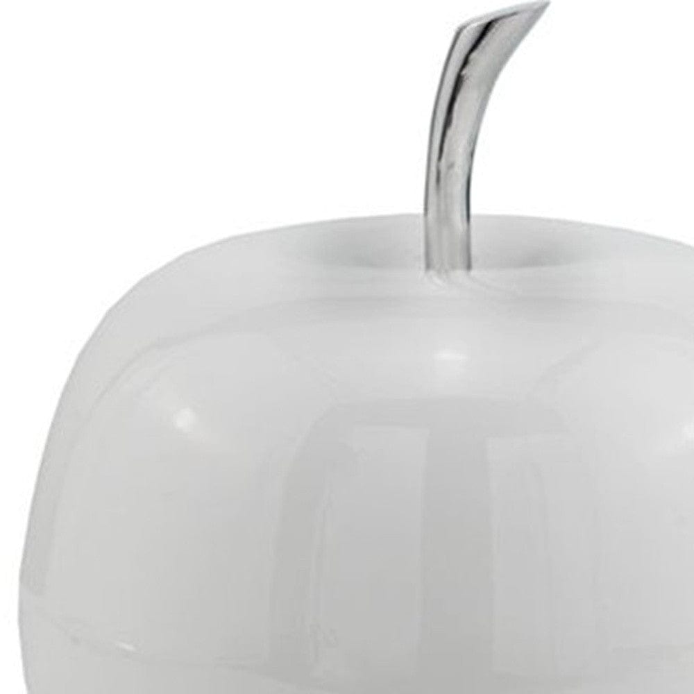 6" White Aluminum Decorative Apple Tabletop Sculpture - Homeroots - Flyclothing LLC
