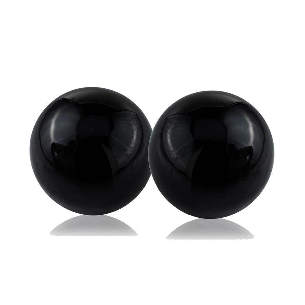 Set of Two 3" Black Aluminum Decorative Orb Tabletop Sculptures - Homeroots