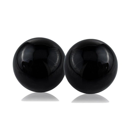 Set of Two 3" Black Aluminum Decorative Orb Tabletop Sculptures - Homeroots