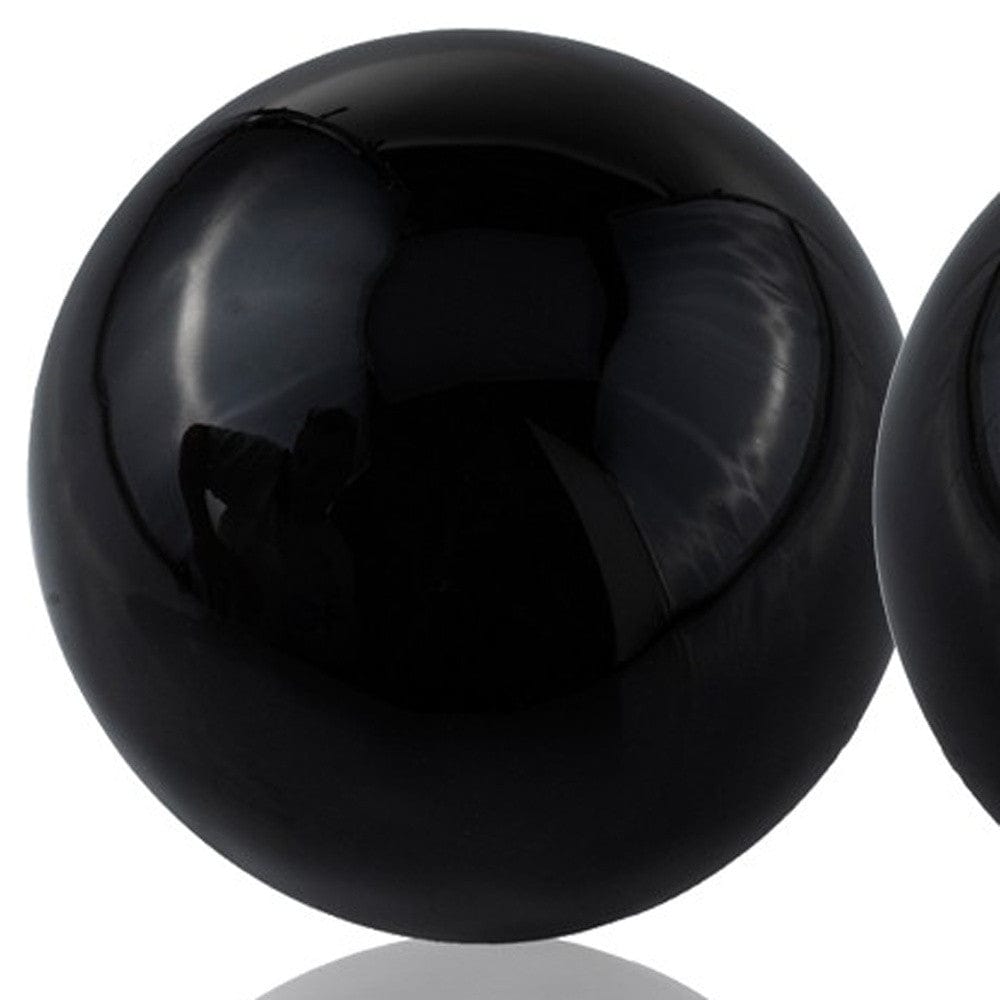 Set of Two 3" Black Aluminum Decorative Orb Tabletop Sculptures - Homeroots - Flyclothing LLC
