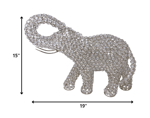 15" Silver Faux Crystal and Silver Tabletop Sculpture - Homeroots - Flyclothing LLC