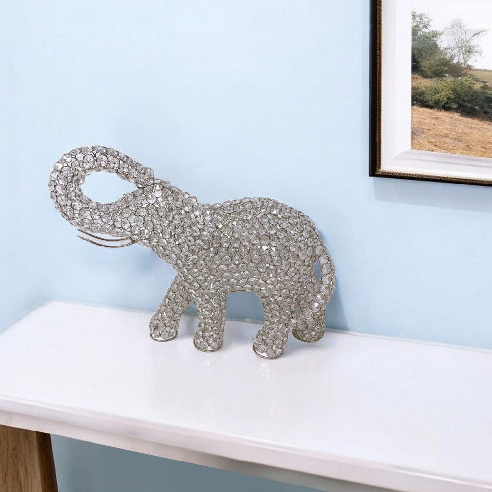 15" Silver Faux Crystal and Silver Tabletop Sculpture - Homeroots