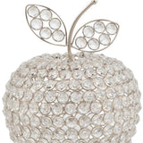 11" Silver and Clear Faux Crystal Decorative Apple Tabletop Sculpture - Homeroots