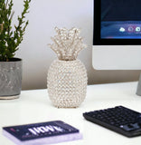 15" Silver Faux Crystal Decorative Pineapple - Homeroots