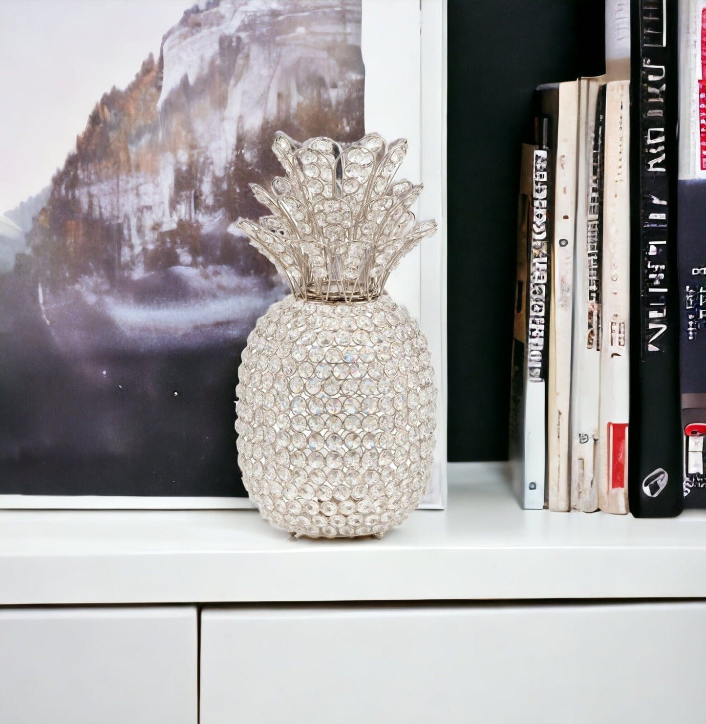 15" Silver Faux Crystal Decorative Pineapple - Homeroots - Flyclothing LLC