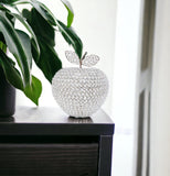 14" Silver Faux Crystal Apple Sculpture - Homeroots