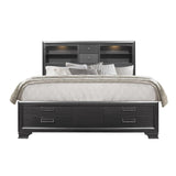 Solid Wood Full Gray Eight Drawers Bed - Homeroots