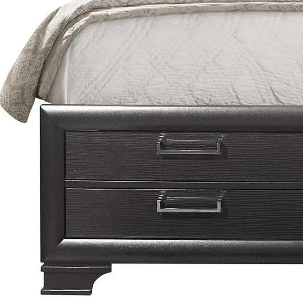 Solid Wood Full Gray Eight Drawers Bed - Homeroots - Flyclothing LLC