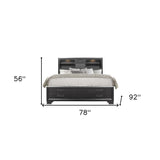 Solid Wood King Gray Eight Drawers Bed - Homeroots - Flyclothing LLC