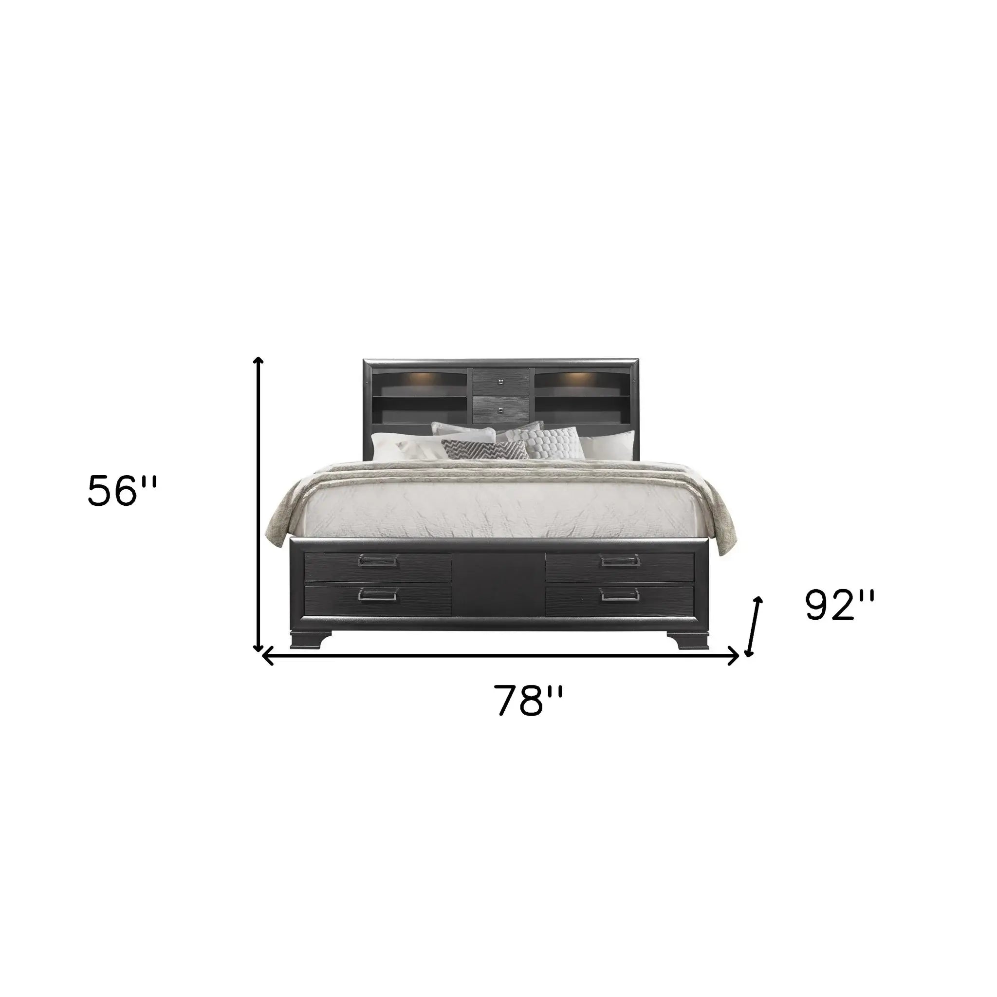 Solid Wood King Gray Eight Drawers Bed - Homeroots - Flyclothing LLC