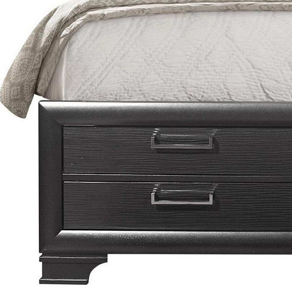 Solid Wood King Gray Eight Drawers Bed - Homeroots - Flyclothing LLC
