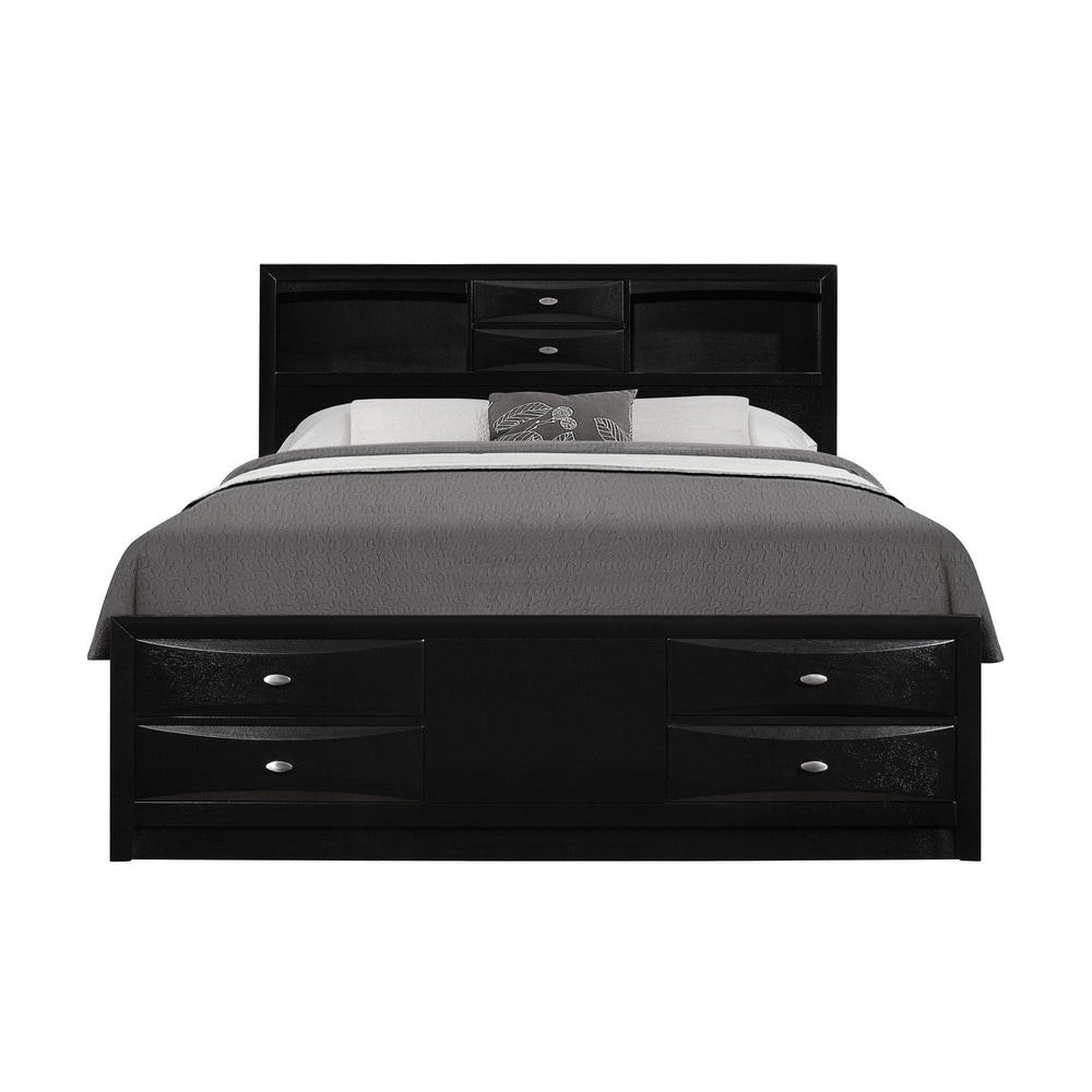 Solid Wood Full Black Eight Drawers Bed - Homeroots