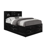 Solid Wood Full Black Eight Drawers Bed - Homeroots