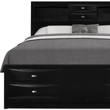 Solid Wood Full Black Eight Drawers Bed - Homeroots