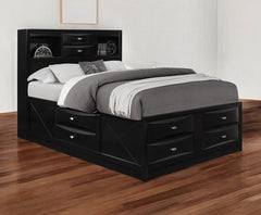 Solid Wood Queen Black Eight Drawers Bed