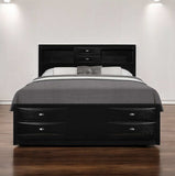 Solid Wood King Black Eight Drawers Bed - Homeroots - Flyclothing LLC
