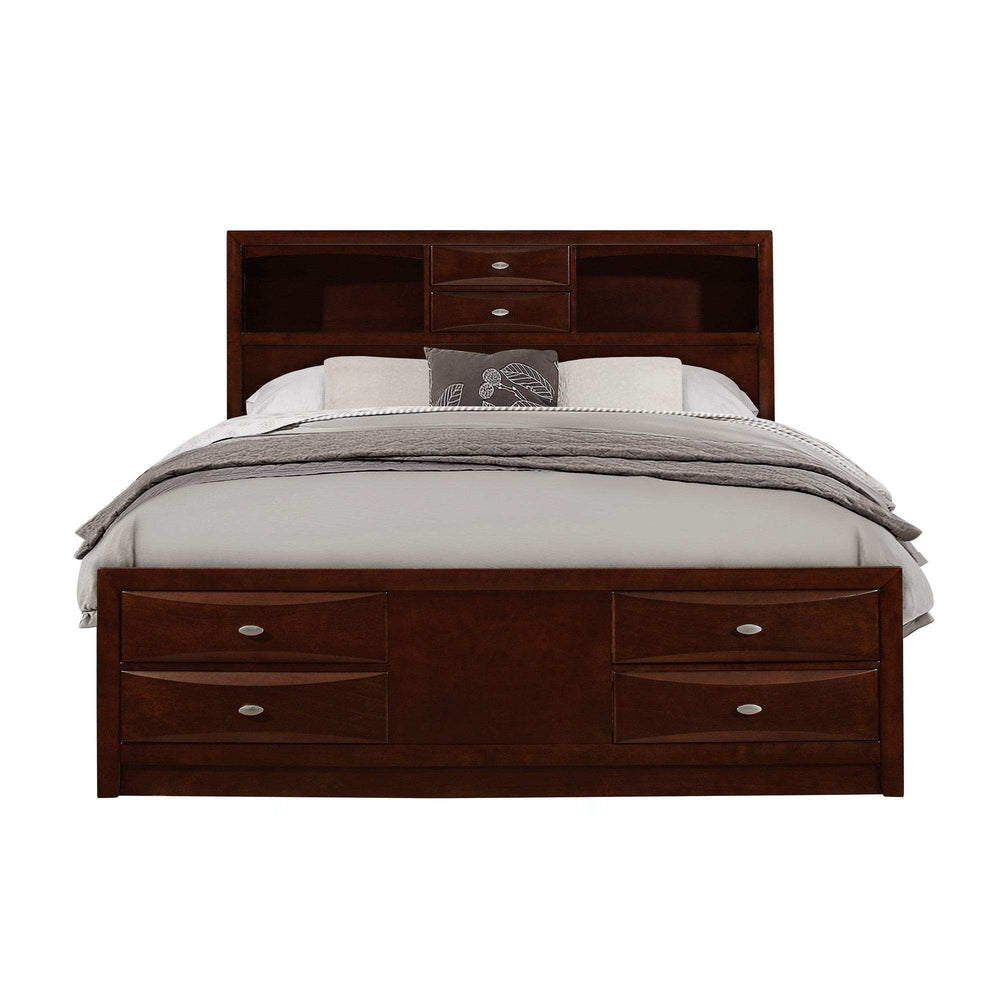 Solid Wood Full Espresso Eight Drawers Bed - Homeroots - Flyclothing LLC