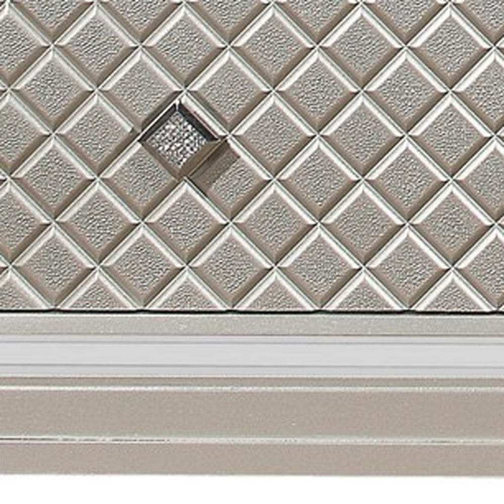 Champagne Tone Queen Bed With Padded Headboard Led Lightning 2 Drawer - Homeroots - Flyclothing LLC