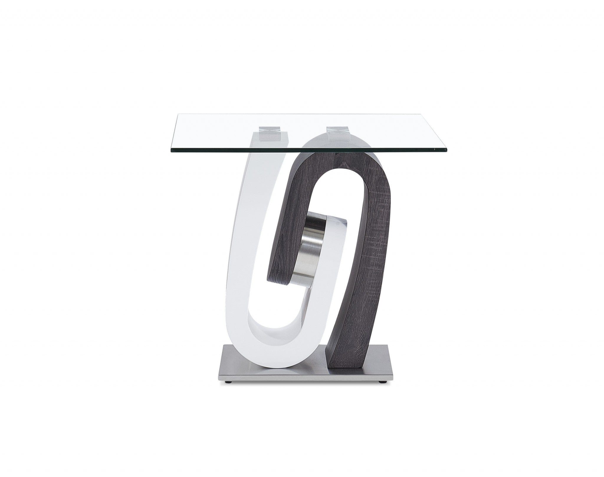 23" White, Grey And Clear Glass Square End Table - Homeroots - Flyclothing LLC