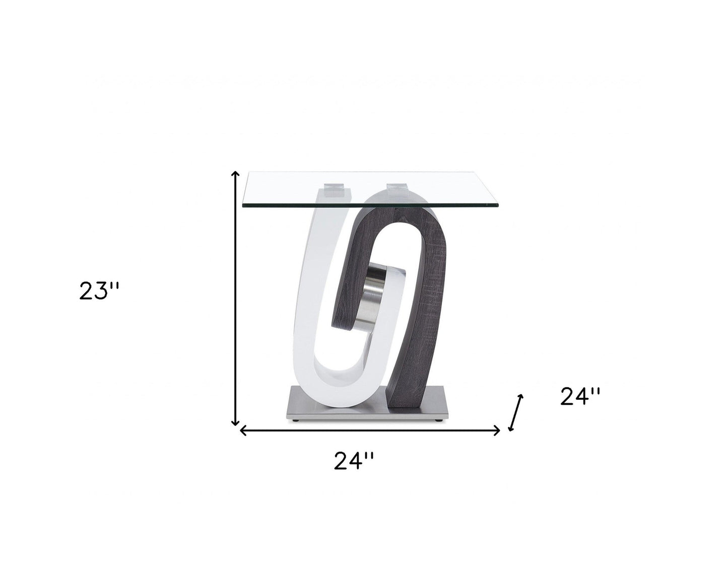 23" White, Grey And Clear Glass Square End Table - Homeroots - Flyclothing LLC