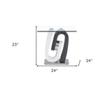23" White, Grey And Clear Glass Square End Table - Homeroots