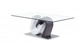 48" Clear And Gray and White Glass And Steel Coffee Table - Homeroots
