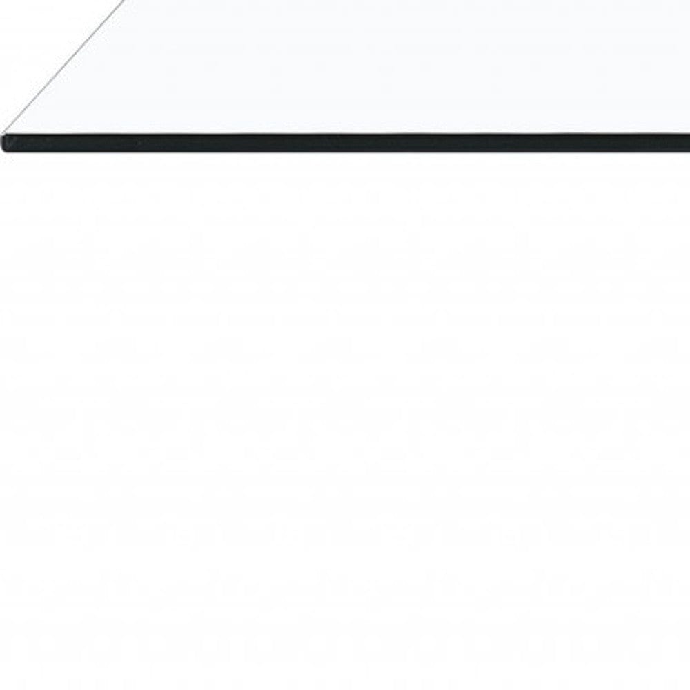 48" Clear And Gray and White Glass And Steel Coffee Table