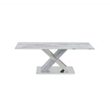 47" White And Gray Glass And Steel Coffee Table - Homeroots