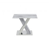 18" Silver And White Solid and Manufactured Wood Square End Table - Homeroots